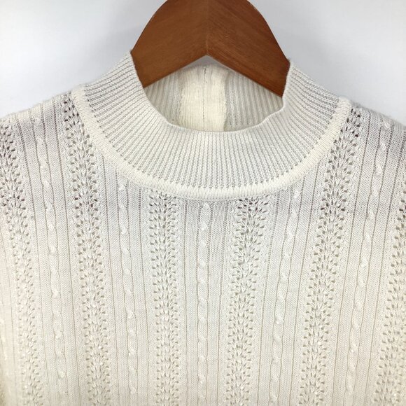 Vintage Alfred Dunner Large Beaded Cable Knit Short Sleeve Sweater Feminine - Picture 2 of 8